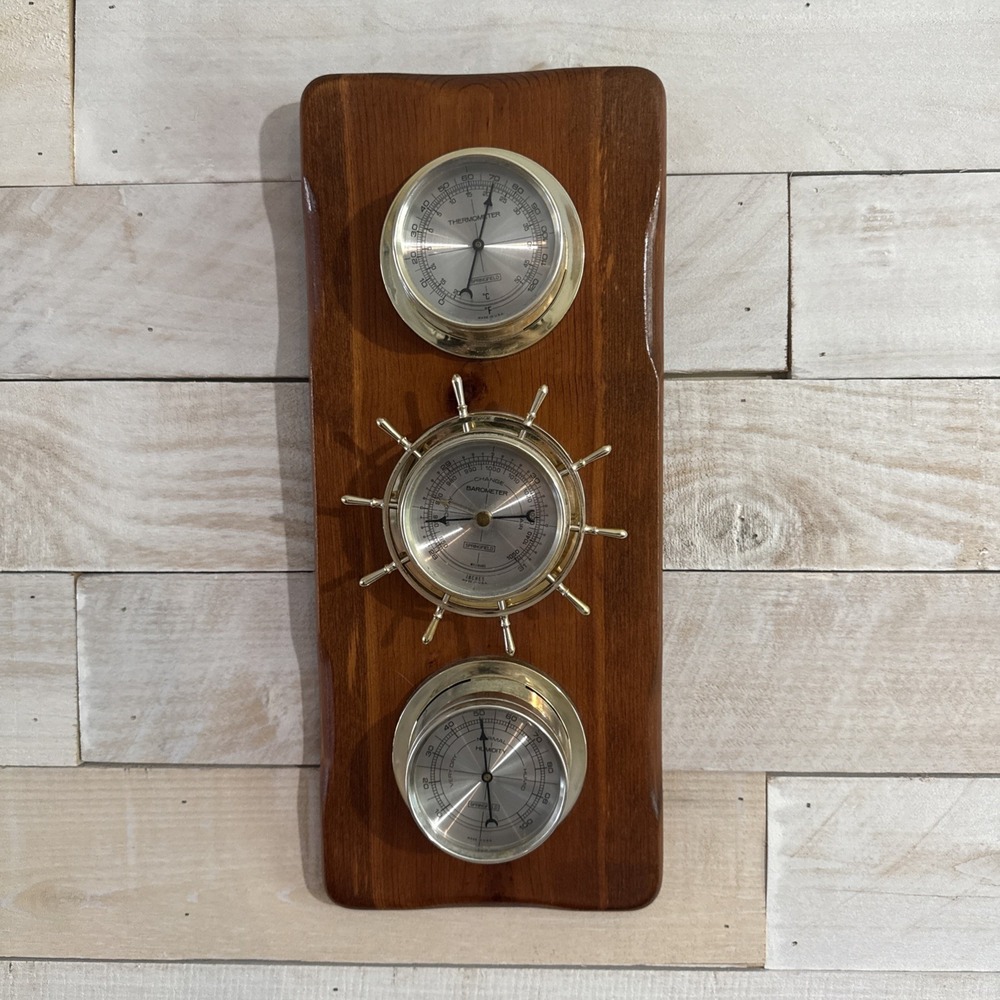 Vintage Springfield Nautical Weather Station Thermometer Barometer Hygrometer